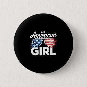 Usa flag american girl 4th of july matching family 6 cm round badge