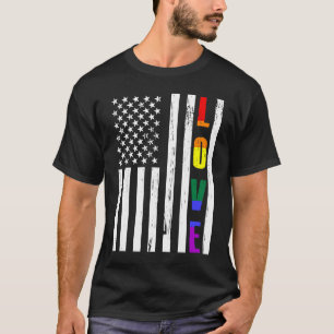 USA Flag American LGBT Lesbian Gay Rights Pride Gi T-Shirt