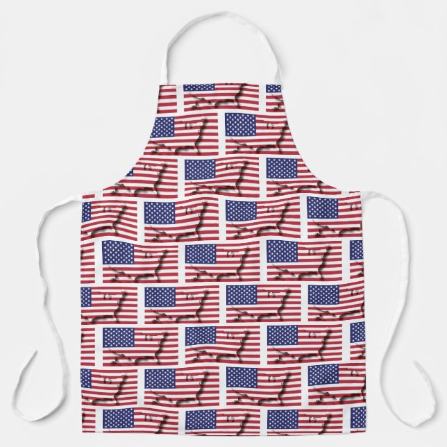 USA FLAG | American Map | Stylish Patriotic Apron (Front)