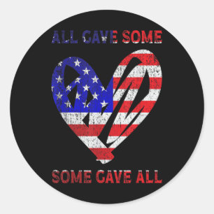 Usa Flag American Patriotic Heart Armed Forces Classic Round Sticker