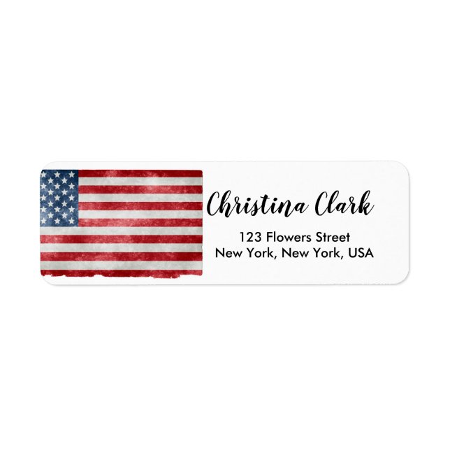 USA Flag American Personalised Custom Address (Front)