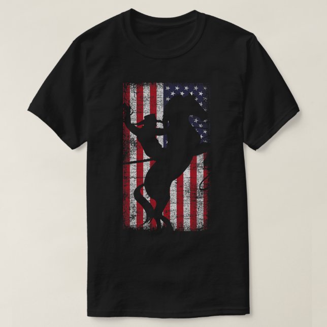 USA Flag American Pride Texas Equestrian 4th Of Ju T-Shirt (Design Front)