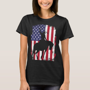 Usa Flag American Pride Texas Horseback Riding Cow T-Shirt