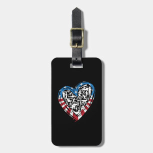USA Flag American Runner - Running Heart Luggage Tag