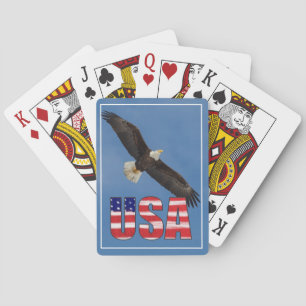 USA Flag And Bald Eagle Playing Cards