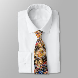 USA Flag and Fireworks Tie
