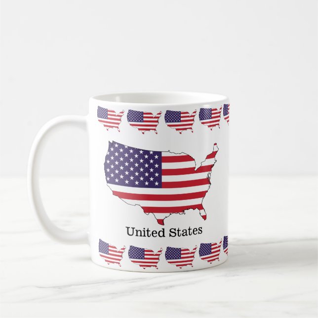 USA Flag and Map Souvenir Design Coffee Mug (Left)