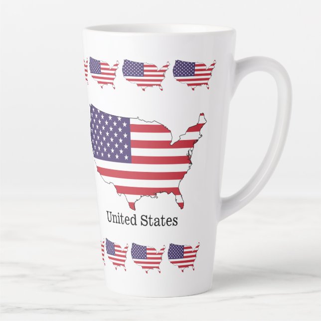 USA Flag and Map Souvenir Design Latte Mug (Right)