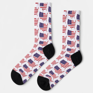 USA Flag and Map Souvenir Design Socks
