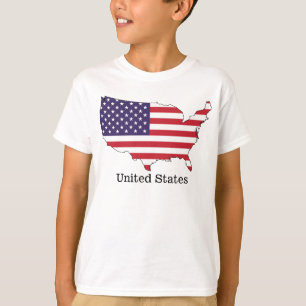 USA Flag and Map Souvenir Design T-Shirt