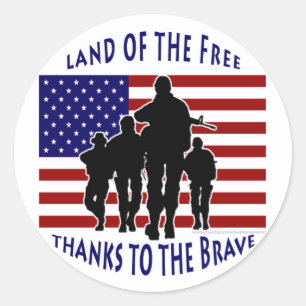 USA Flag and Soldiers Silhouette Sticker