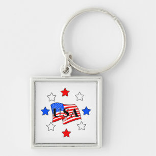 USA Flag and Stars Key Ring
