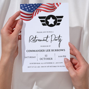 USA Flag Army Military Retirement Party Invitation