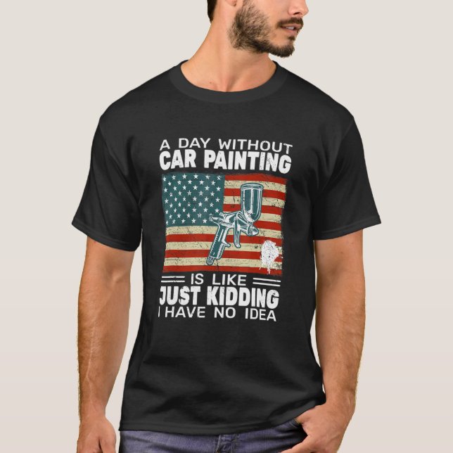USA Flag auto body painter car painter accessories T-Shirt (Front)