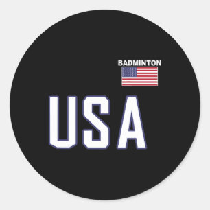 Usa Flag Badminton Team Cool Player Equipment Men Classic Round Sticker
