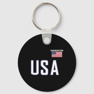 Usa Flag Badminton Team Cool Player Equipment Men Key Ring