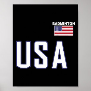 Usa Flag Badminton Team Cool Player Equipment Men Poster