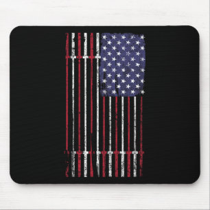 Usa Flag Barbell For Women Men Mouse Mat