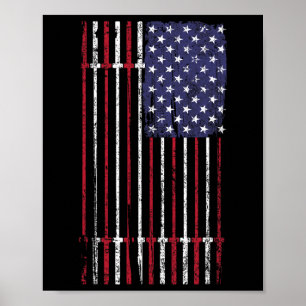Usa Flag Barbell For Women Men  Poster