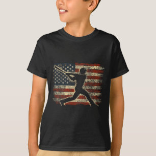 Usa Flag Baseball Player American Flag Baseball T-Shirt