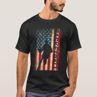 USA Flag Basketball Silhouette Player Coach Sports T-Shirt