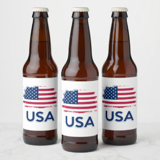 USA Flag Beer Bottle Label