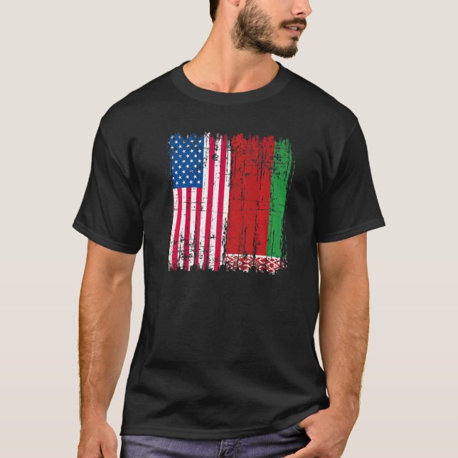 USA Flag Belarus Post Soviet States America T-Shirt (Front)