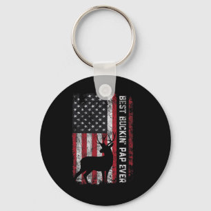 Usa Flag Best Buckin' Pap Ever Deer Hunting Father Key Ring
