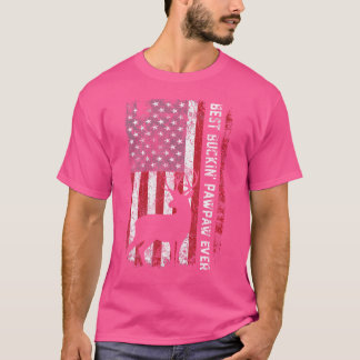 Usa Flag Best Buckin' Pawpaw Ever Deer Hunting Fat T-Shirt