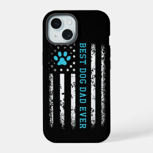USA Flag Best Dog Dad Ever American Puppy Lover iPhone 15 Case