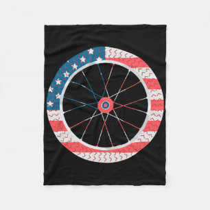 Usa Flag Bicycle Wheel Independence Day 4th July U Fleece Blanket