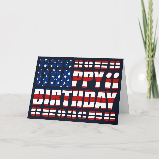 USA Flag Birthday Card (Front)