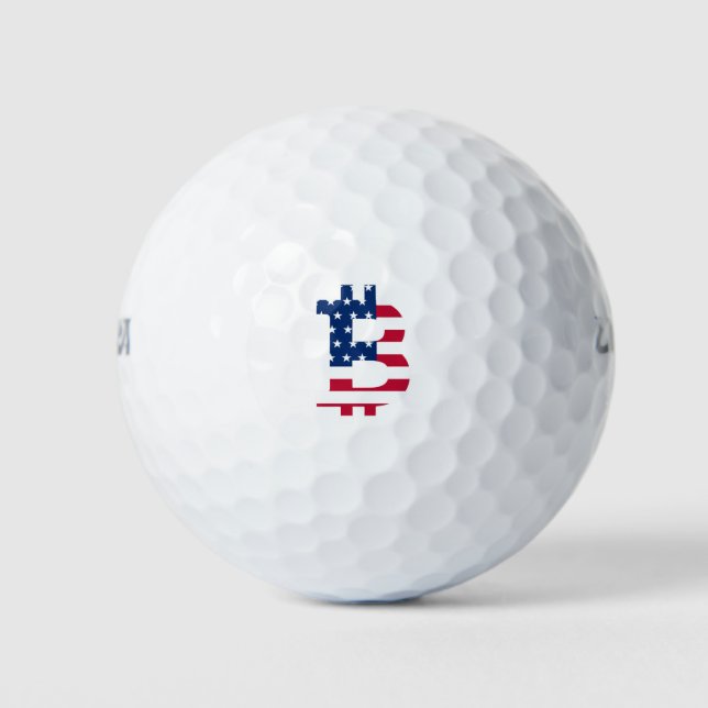 Usa Flag Bitcoin-Bitcoin-Cryptocurrency-Blockchain Golf Balls (Front)