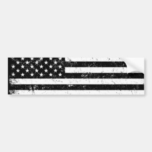 USA Flag, Black and White Bumper Sticker