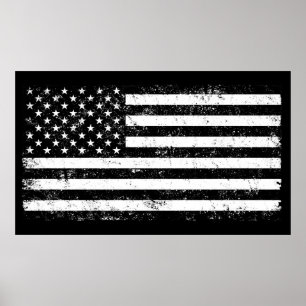 USA Flag, Black and White Poster