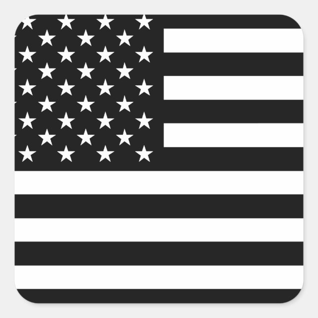 USA Flag - Black and White Stencil Square Sticker (Front)