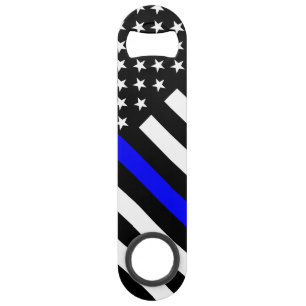 USA Flag Black and White Thin Blue Line