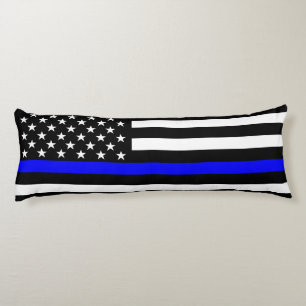 USA Flag Black and White Thin Blue Line Decor Body Cushion