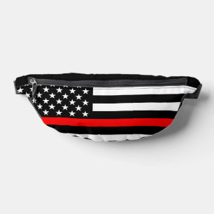 USA Flag Black and White Thin Red Line Decor on a Bum Bags