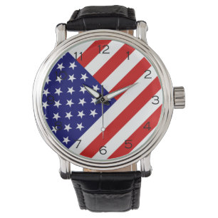 USA Flag Black Numbers wacnt Watch