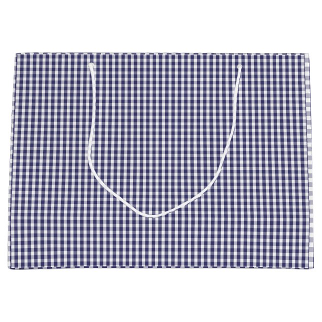 USA Flag Blue and White Gingham Checked Large Gift Bag (Front)