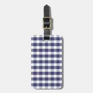 USA Flag Blue and White Gingham Checked Luggage Tag