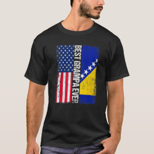 Usa Flag & Bosnia And Herzegovina Flag Best Grampa T-Shirt