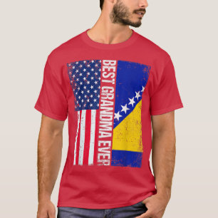 USA Flag & Bosnia and Herzegovina Flag Best Grandm T-Shirt