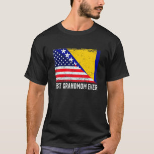 Usa Flag Bosnia And Herzegovina Flag Best Grandmom T-Shirt