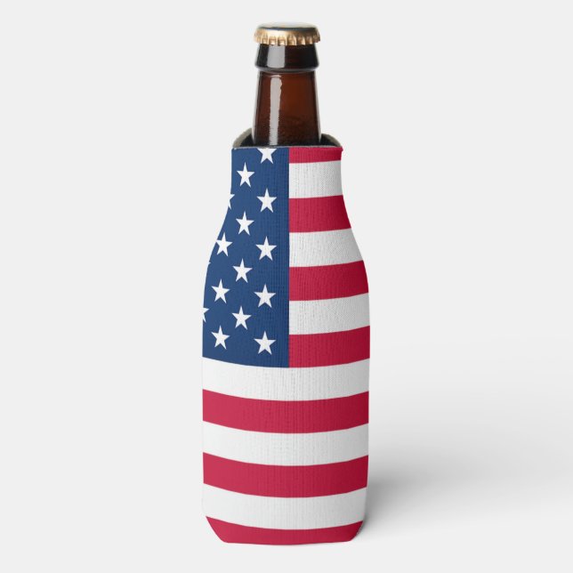 USA Flag Bottle Cooler American Patriotic (Bottle Front)