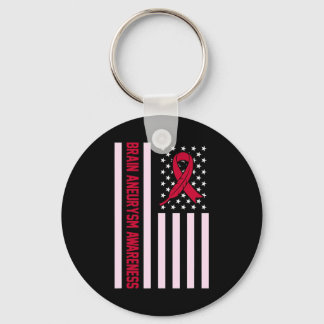 USA Flag Brain Aneurysm Awareness Month Supporter  Key Ring