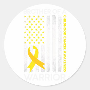 Usa Flag Brother Of A Warrior Childhood Cancer Awa Classic Round Sticker