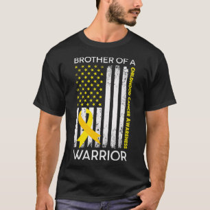 Usa Flag Brother Of A Warrior Childhood Cancer Awa T-Shirt