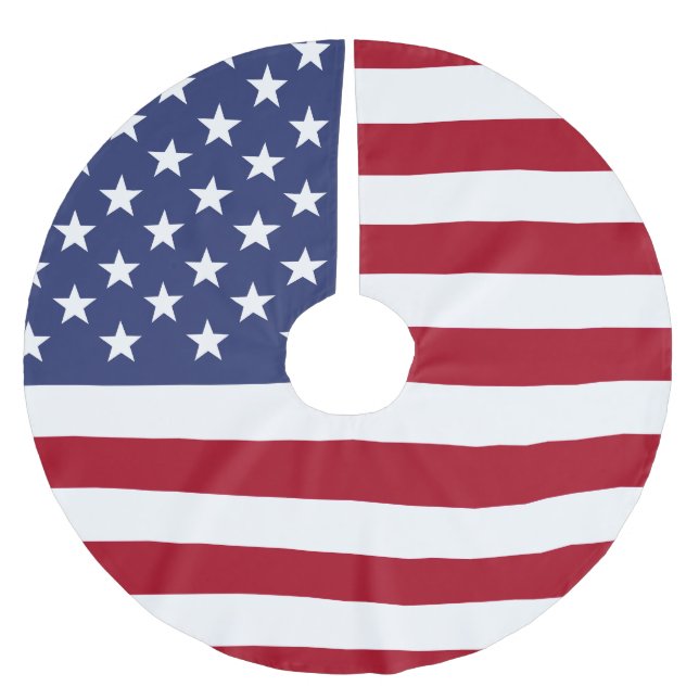 USA Flag Brushed Polyester Tree Skirt (Front)